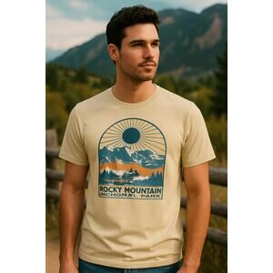 NWOT Columbia mens M rocky mountain national park neutral tan nature shirt